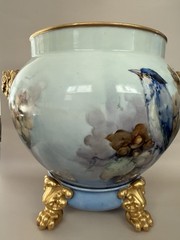 Antique Limoges France Large Hand Painted Porcelain Jardiniere