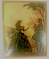 Vintage Silhouette Convex Bubble Glass Pictures 5″ x 4″