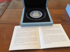 2018 Wedgwood Blue Jasperware 5 Pound Coin The Three Graces Ltd Ed 449 COA Box