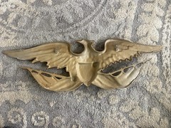 Gold Metal Colored Patriotic Eagle & Shield. 8-1/2” X 27”