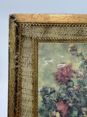 VTG Gold Gilt Italian Florentine Tole Wood Wall Picture Plaque FLORAL 7”x 6”