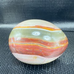 Hand Carved Italian Marble Stone Multicolored Swirl Heavy Egg Paperweight VTG