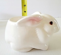 Pink and White Hand Painted Brazil Ceramic Avon Easter Bunny Planter Cute!