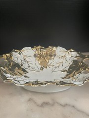 Vintage Porcelain Gold Leaf Dish Numbered 47 Unbranded 11”x8”