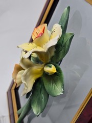 VTG Capodimonte Porcelain 3D Flowers Framed Made in Italy Signed Carlo Lowastano