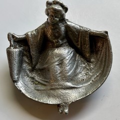 Vintage Naughty Geisha Cast Metal Ashtray / Novelty Trinket Dish