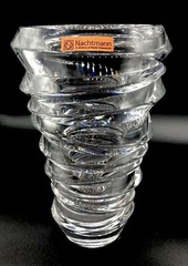 9 1/2 ” Nachtmann Clear Lead Crystal Vase Germany Looks Like A Tornado Fun