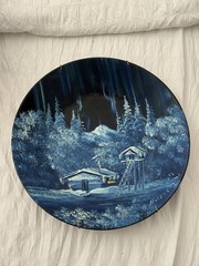 Hand Painted Metal Gold Pan Wall Hangings Judy Holtmann Alaska Metcalf