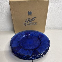 4 Vintage Royal Sapphire Blue Avon 7 3/4″ Salad/Dessert plates Made in France