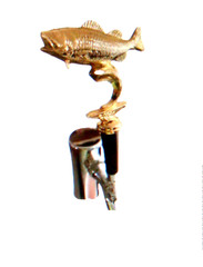 METAL GOLD BASS FISH TROPHY FOR A BEER TAP HANDLE