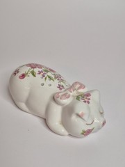 Vintage Ceramic Pig Potpourri Sachet Holder 1978 Avon Ceramarte Brazil Flowers