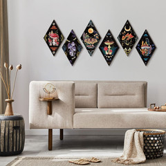 6 Pieces Gothic Wall Decor Boho Sun Moon Phases Wall Art Gothic Minimalist Stars