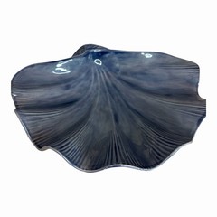 VTG Blue Ceramic Clam Shell Dish Bowl Hollywood Regency 11in Heavy USA Signed