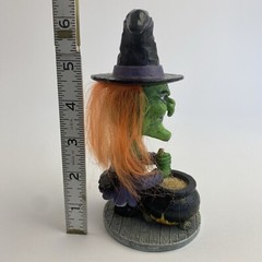 Halloween Bobble Head Figurine Witch Figurine & Cauldron Brew Pot Decor
