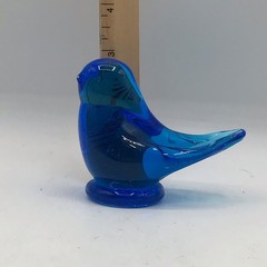 Hand Blown Art Glass Bluebird Of Happiness Signed By Leo Ward