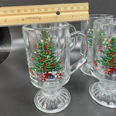 Luminarc Noel 10oz Pedestal Footed Glasses Cups Set 4 New In Box Vintage Decor