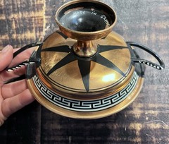 Handpainted Copper Greek Style Footed Pedestal Bowl Parthenon Scene Made Greece