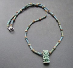 NILE Ancient Egyptian Bes Amulet Mummy Bead Necklace ca 600 BC