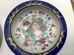 Pair of Antique Toleware Metal Bowls! Floral, Action Ind, Brazil