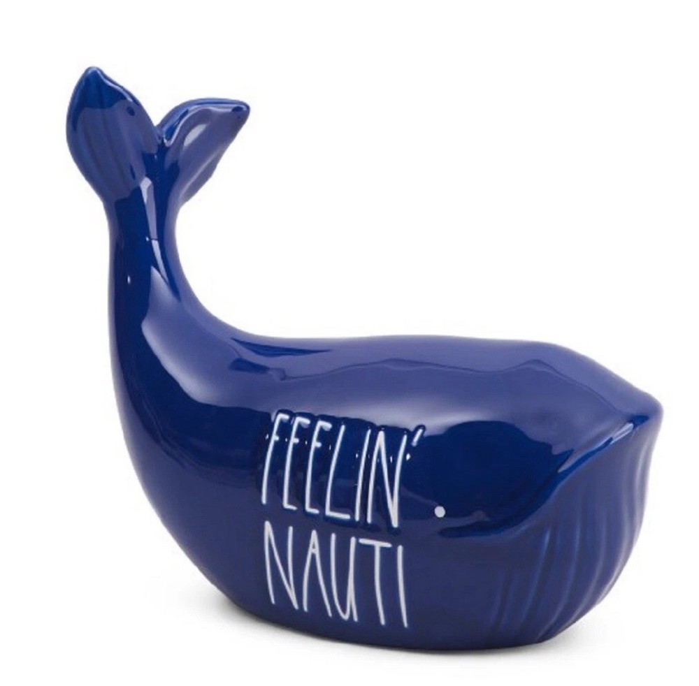 Rae Dunn FEELIN’ NAUTI Whale Ceramic Decorative Figurine 9” L x 7.5” H
