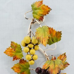 Vintage Italian Tole Metal Bunch Grape Wall Sconce Candleholder 2 Arm
