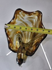 Vintage Hand Blown Glass Swan – Large Shaped Dish 11″- Unbranded