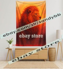 Fire Lion Spirit Tapestry 3D relief look Wall Art fantasy decor 59X82 in