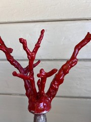 Italian Baroque Style Faux Red Coral Specimen on the Silver Gilt Wood Pillar