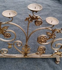 WROUGHT IRON CANDELABRA. RARE. HEAVY. FIVE CANDLES. 37 IN WIDE! 30 Lb? Italian?