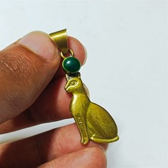 Handmade Brass Bastet Cat Pendant – Ancient Egyptian Jewelry