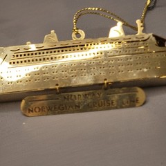 Norwegian Cruise Ship Gold Plated Metal Christmas Ornament Norway Cruise Line