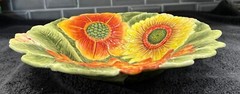 Fitz.&Floyd Chanticlair Bowl Bold Bright Large Sunflowers Summer 12”W X 3.5”T