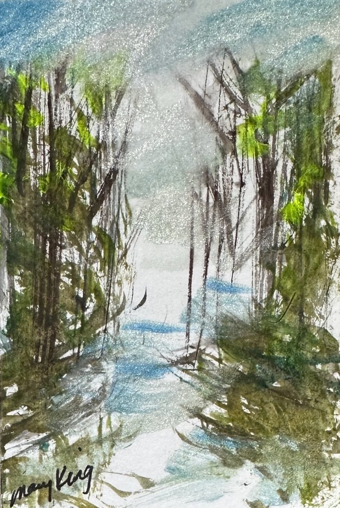 ACEO Original Watercolor Painting by Mary King – Forest Thoughts