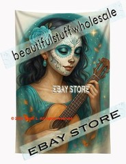 Sugar Skull Guitar Tapestry Gothic Music Fantasy picture 39X59 in