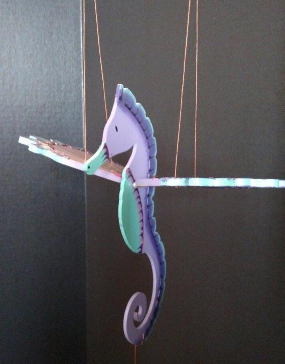 Flying Seahorse Purple Mobile Sea Shore Decor Colombia Fair Trade Hand Painted