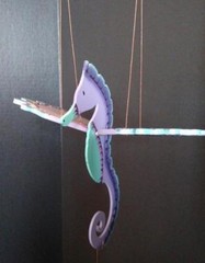 Flying Seahorse Purple Mobile Sea Shore Decor Colombia Fair Trade Hand Painted