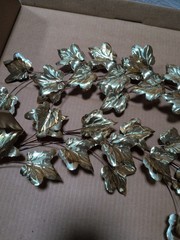 Vintage Home Interiors Pothos Vine Plagues – Metal Brass Copper Ivy – Set Of 2