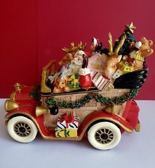 FITZ & FLOYD 2015 Santa Classic Car Musical Wind Up Holiday Decoration VIDEO