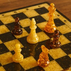 Made in USA Baltic Amber Chess Set with Board Handmade Genuine Game Gift