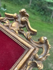 VTG Hollywood Regency Rococo Gold Gilt Ornate Framed Velvet Cameo Lady Wall Art