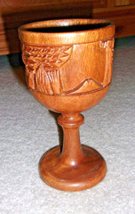 VINTAGE 1978 HAND CARVED WOOD WINE WATER GOBLET STEM ESTATE INSCRIBED orig 6″