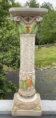 Vintage 20th C Plaster Neoclassical Jardiniere Pedestal Stand 9 Muses Garden Art