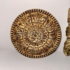 set of 3 Ornate Square Relief Medallion Wall Plaques Mold Brown Finish Heavy 6″