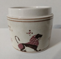 Antique handmade Pottery Greece Lion Pen holder, make up brush holder, no lid