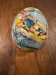 Rare find VINTAGE Egg Rabbit Metal Tin Gift Box Made in Switzerland