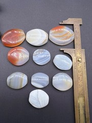 Lot Of 10 Sulemani Ancient Agate Black Dark Grey Creamy Agate Beads Top Patina
