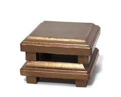 Wood Risers Square Display Stands Metallic Gold Footed Set 2