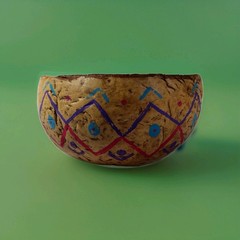 Vtg Hand Painted Gourd Bow. 6″ Wide 3″ Deep Hand Painted.. The Rest Is Unknown