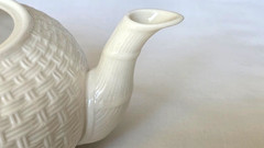 Belleek Shamrock Basketweave Teapot 8.5″ Ireland Parian China Mint