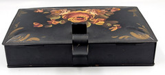 Vintage Decoware Handpainted metal silent butler crumb catcher floral toleware